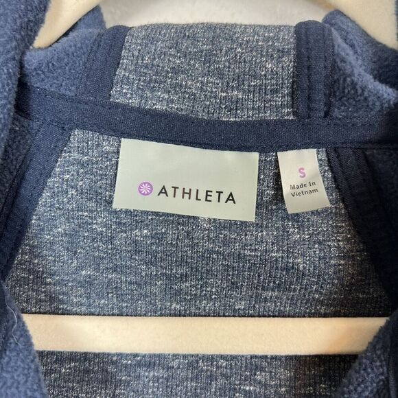 ATHLETA Blue Long Zip Up Hooded Sweatshirt with Thumbholes Size Small - Picture 4 of 10